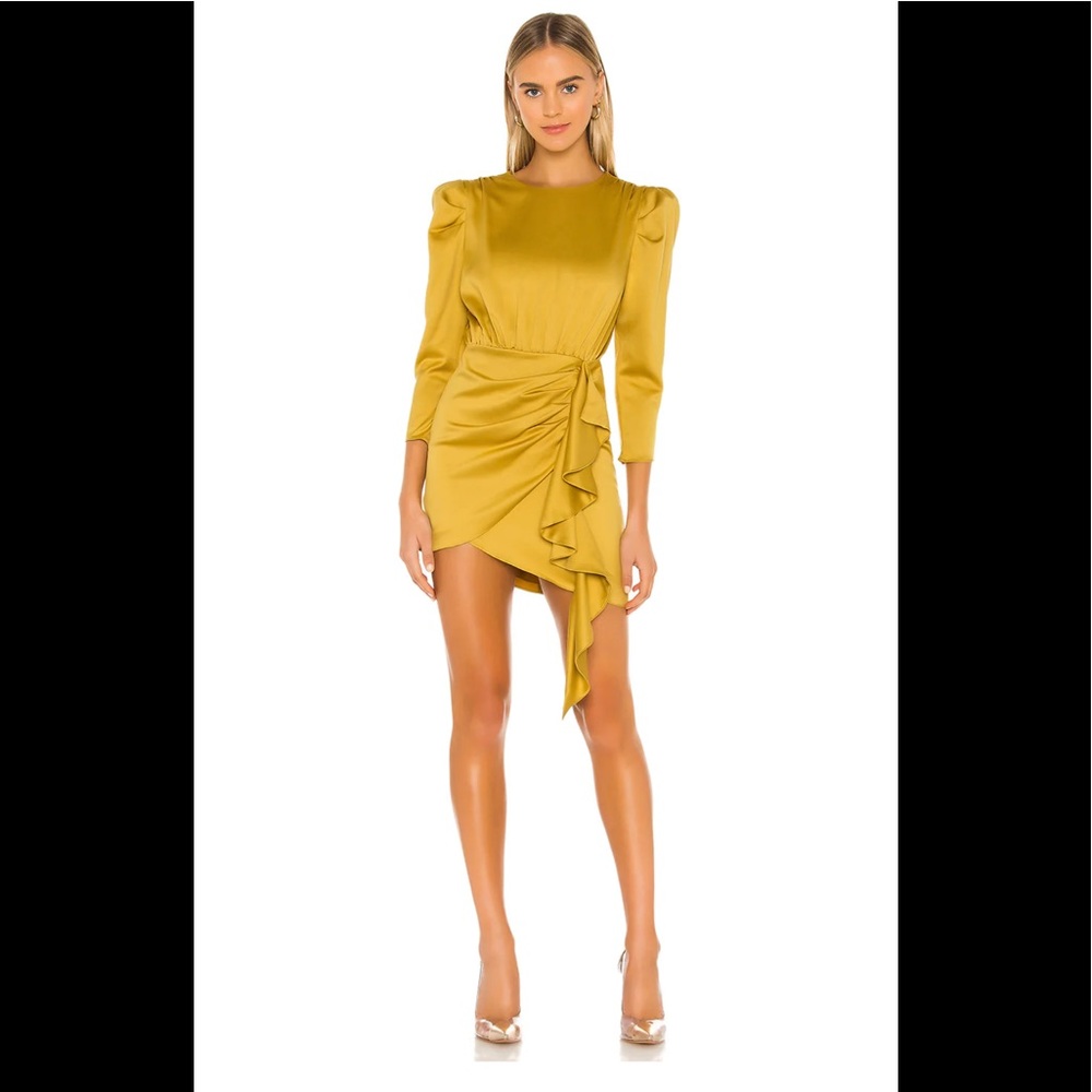NWT NBD Pandora Dress in Mustard Yellow in size XXS